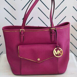 Michael Michael Kors Jet Set Pink Saffiano Leather Tote/Shoulder Bag